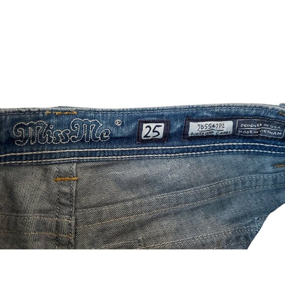 Miss Me Medium Wash Boyfriend Capri Blue Jeans Women's Size 25 JB5547P2 - Picture 6 of 9